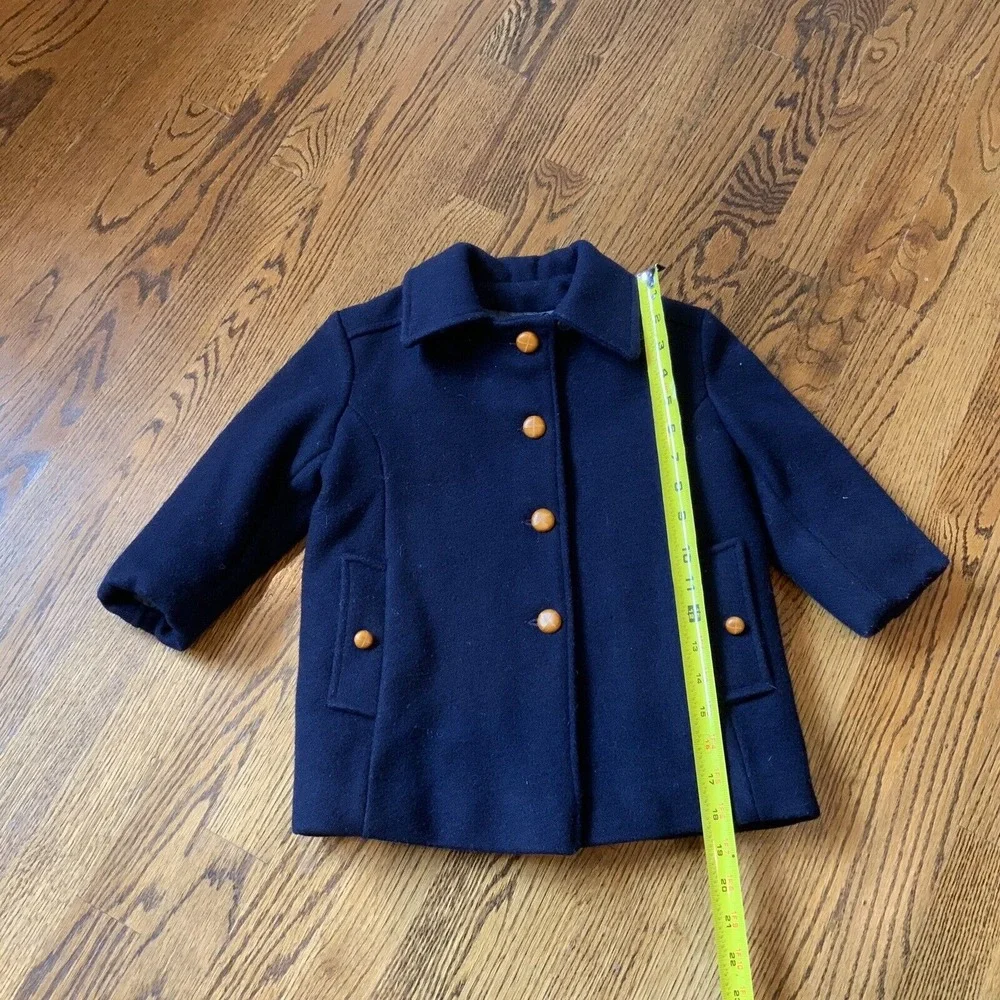 Vintage Navy Pea Coat Wool Sz 5 Toddler Formal‎ Nautical Classic EUC